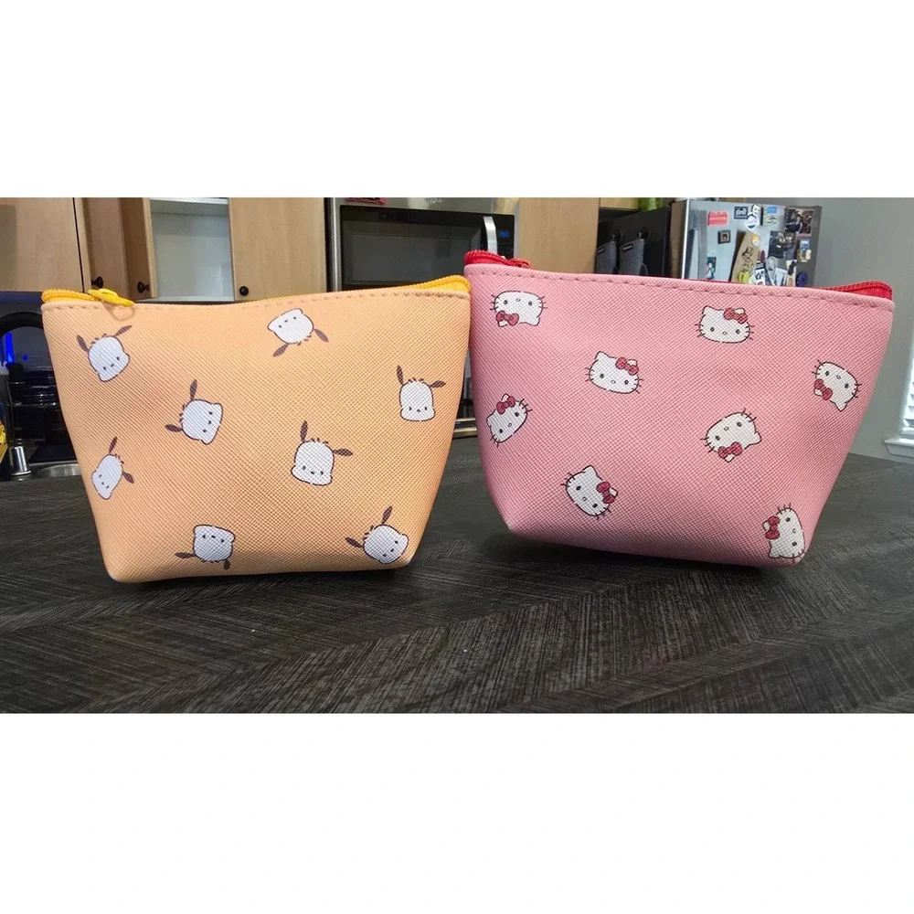 Sanrio Hello Kitty Pochacco - Pouch Set Pink Peach Kawaii Makeup Bags 2pk